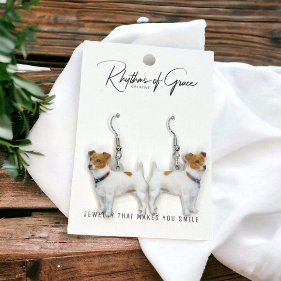 NWT Jack Russell Terrier Earrings - Adorable Dog Jewelry for Dog Lovers! - Picture 2 of 4